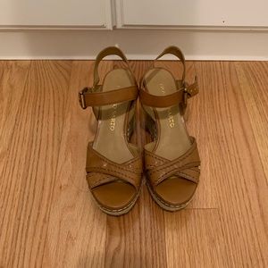 Brown wedge sandals